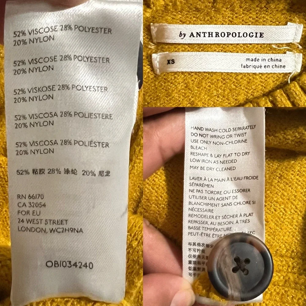 Anthropologie Margarita Sweater Womens Mustard Yellow Buttons Mock Neck Size XS - Picture 12 of 12